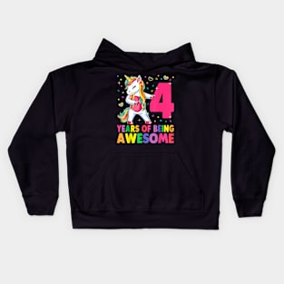 4 Years Old Unicorn Flossing 4Th Birthday Girl Unicorn Party Kids Hoodie